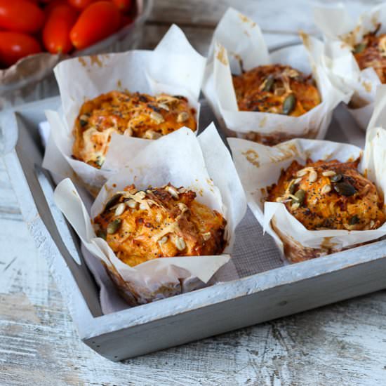 Sweet Potato Cheese Chorizo Muffins