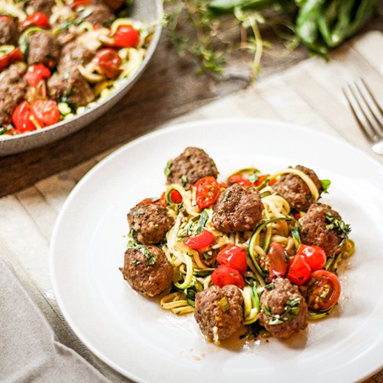 Skillet Zoodles with Meatballs