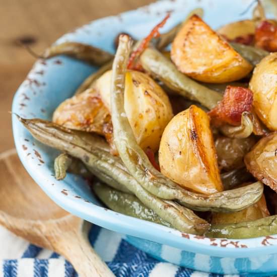 Bacon Roasted Green Beans and Potatoes