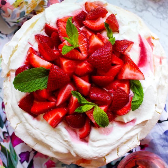 Strawberries and Rosé Pavlova