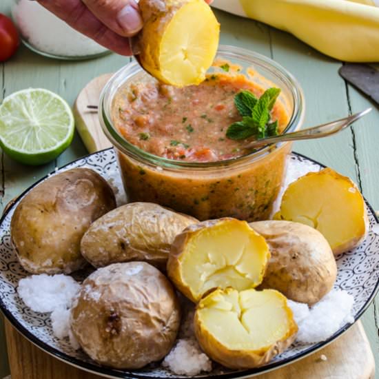 Potatoes with Red Mojito Sauce