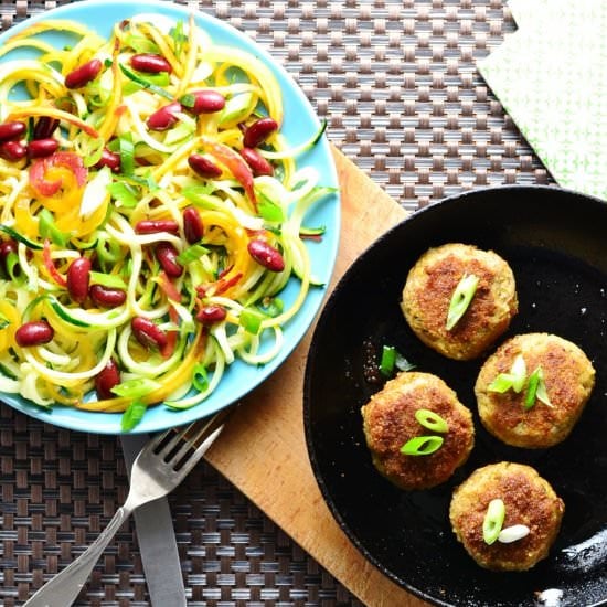 Turkey Quinoa Patties+Spicy Slaw