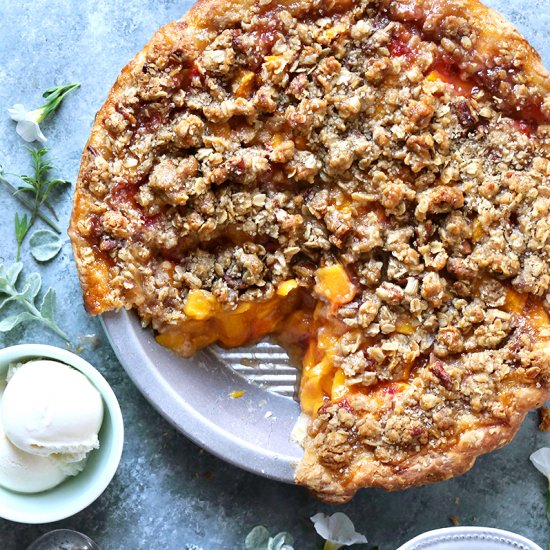 Peach Pecan Crumble Pie