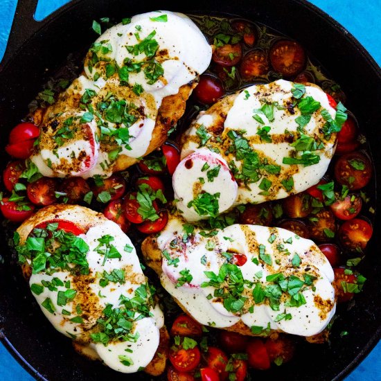 One Skillet Caprese Chicken