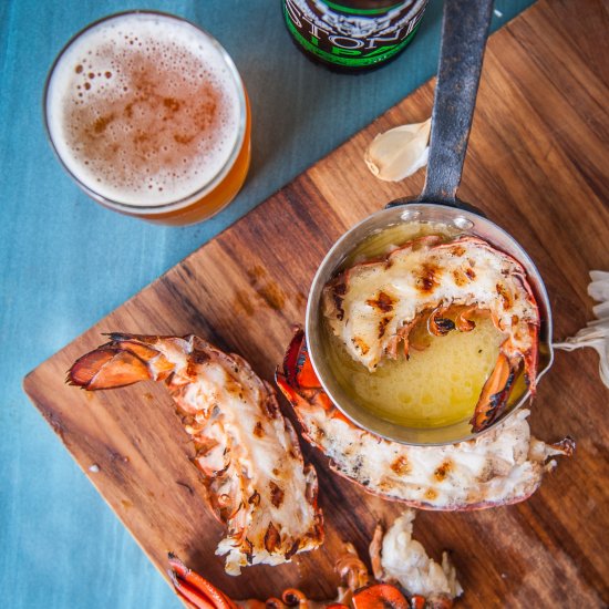 Grilled Garlic Beer Butter Lobster