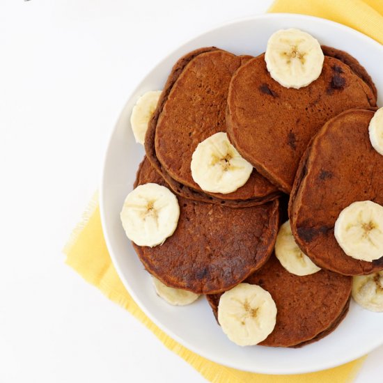 Banana Ginger Chocolate Pancakes