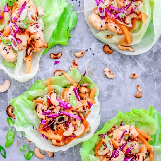 Hoisin Shrimp + Cashew Lettuce Cups