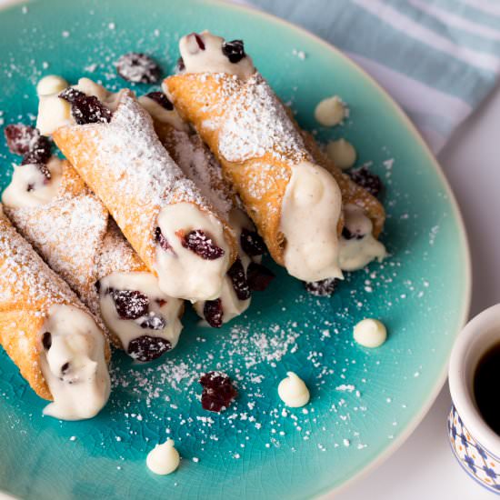 White Chocolate Cranberry Cannoli