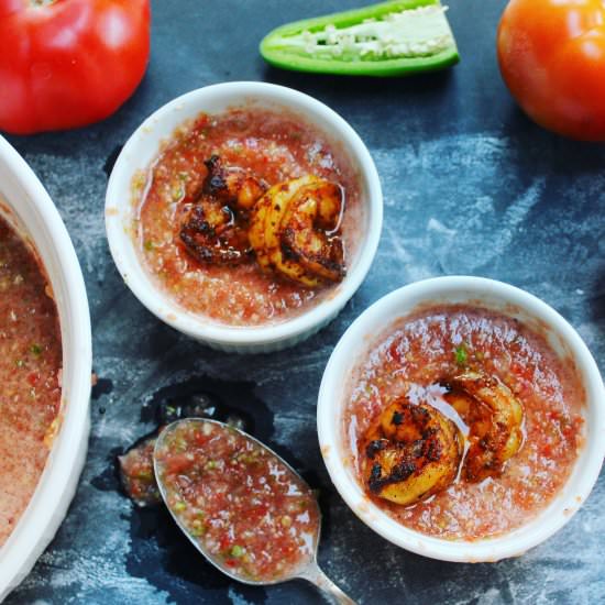 Tomato Gazpacho & Grilled Shrimp