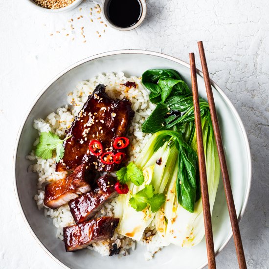 Hoisin Pork with Garlic Pak Choy