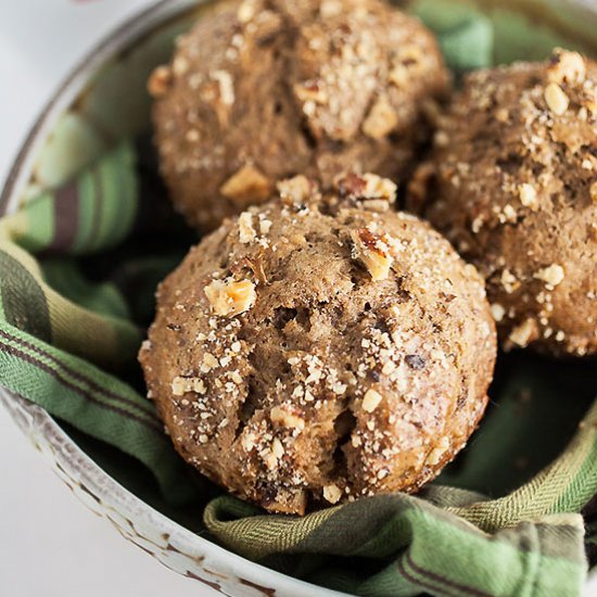 Roasted Banana and Walnut Muffins