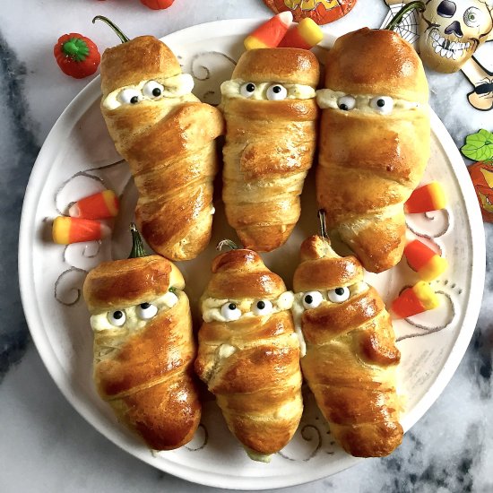 Easy Halloween Jalapeño Mummies