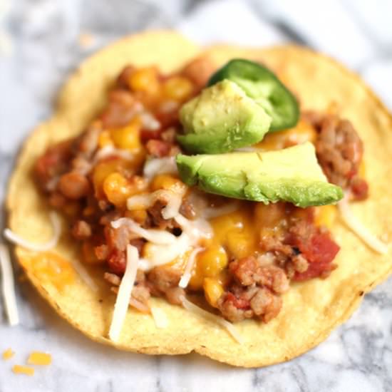 Ground Turkey and Bean Tostadas