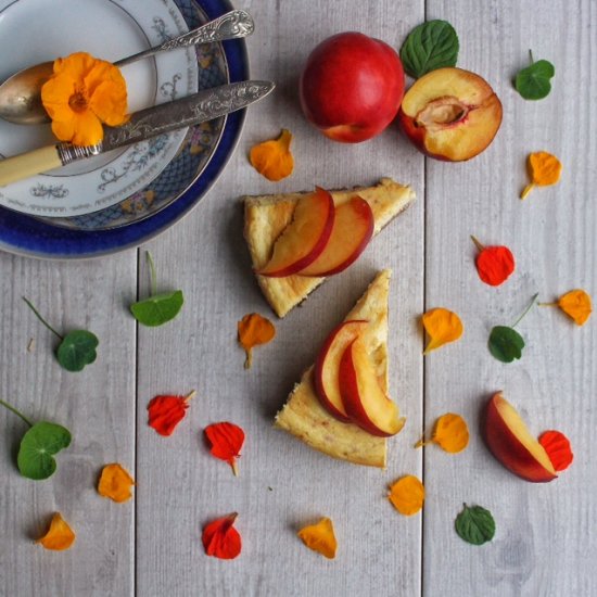 Nectarine and peppercorn cheesecake