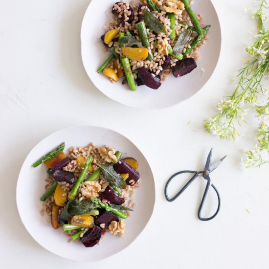 Asparagus and Beet Farro Salad