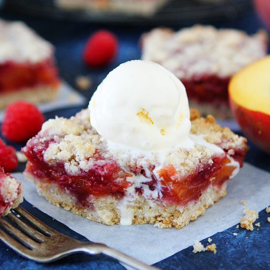 Peach Raspberry Crumb Bars