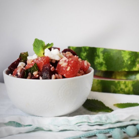 Watermelon, Beet & Barley Salad