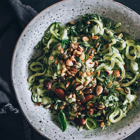 Zucchini Pasta with Avocado Pesto