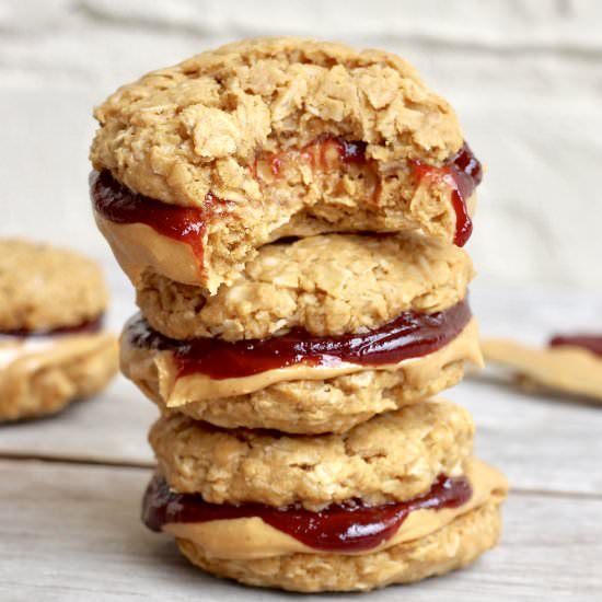 Flourless PB&J Cookie Sandwiches