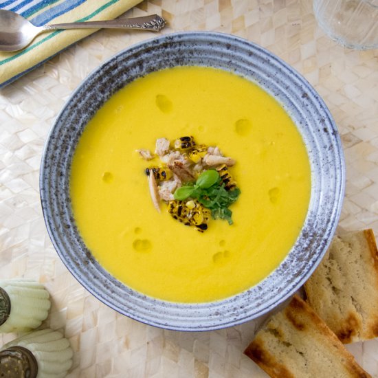 Crisp Fresh Corn Soup with Crab