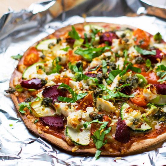 Super Simple Tortilla Veggie Pizza