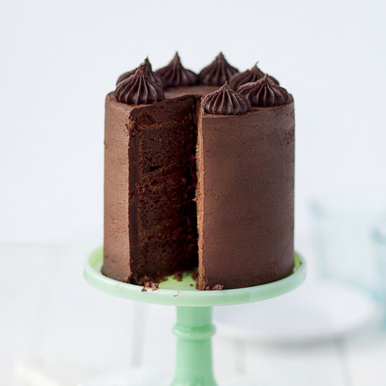 Coffee Chocolate Fudge Cake with Ganache