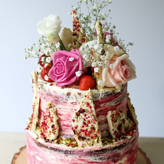 Strawberry & White Choc Tier Cake