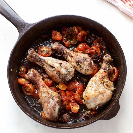 Chicken Legs with Tomatoes & Bacon