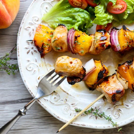 Whisky Peach Chicken Kebabs