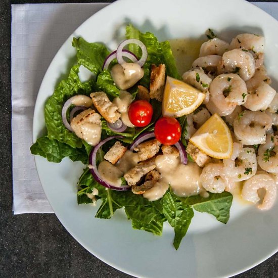 Ceasar Salad with Fried Shrimps