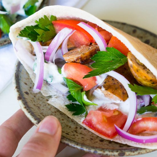 Chicken Sausage Stuffed Pitas