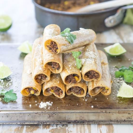 Cauliflower and Black Bean Taquitos