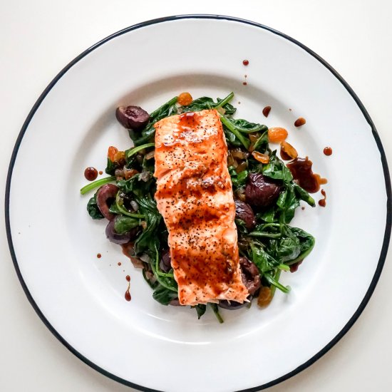 Balsamic Glazed Salmon with Spinach