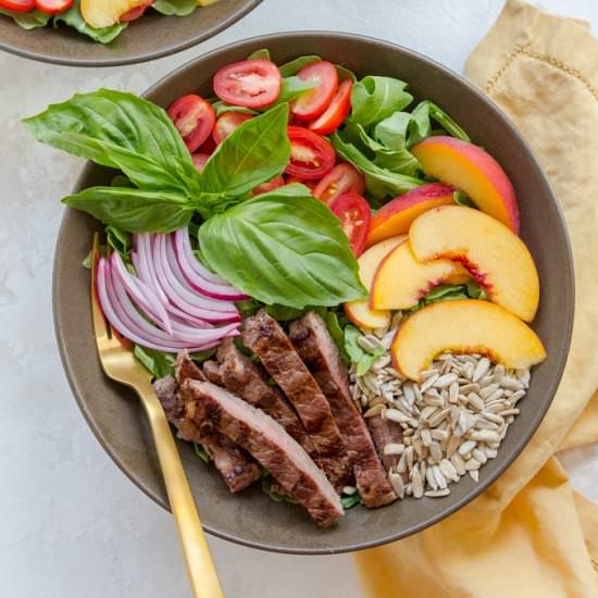 Grilled Steak Salad with Peaches