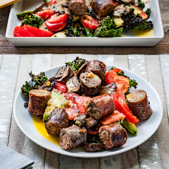 Paleo Sausage & Grilled Kale Salad