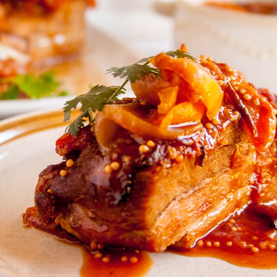 Braised Pork Belly With Stone Fruit