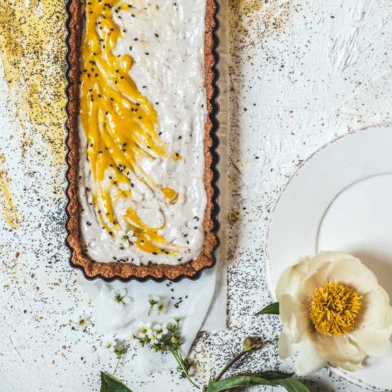 vegan mango coconut tart