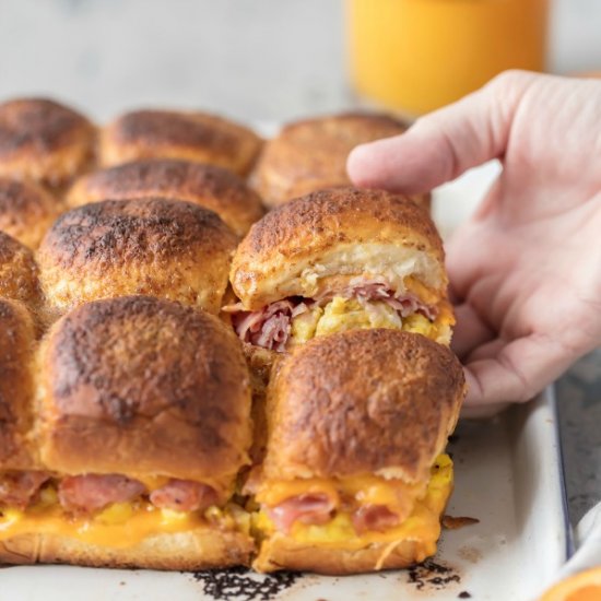 Cheesy Baked Breakfast Sliders