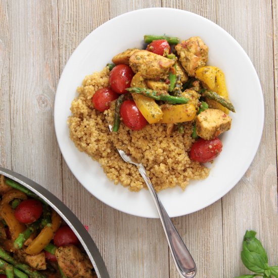 One Pan Pesto Chicken + Veggies