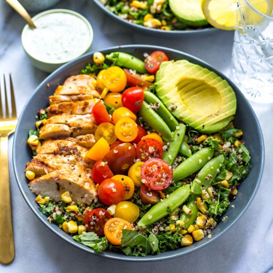 Chicken, Ranch, Kale & Quinoa Bowls