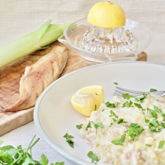 Leeks and Smoked Mackerel Risotto