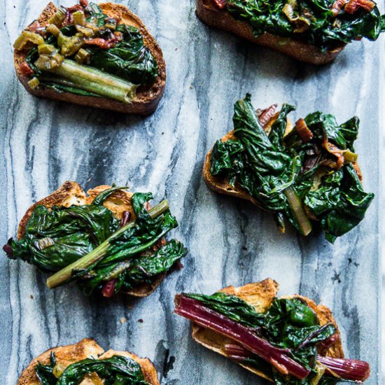 GARLICKY SWISS CHARD BRUSCHETTA