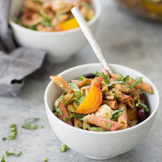 Roasted Beet and Basil Pasta Salad