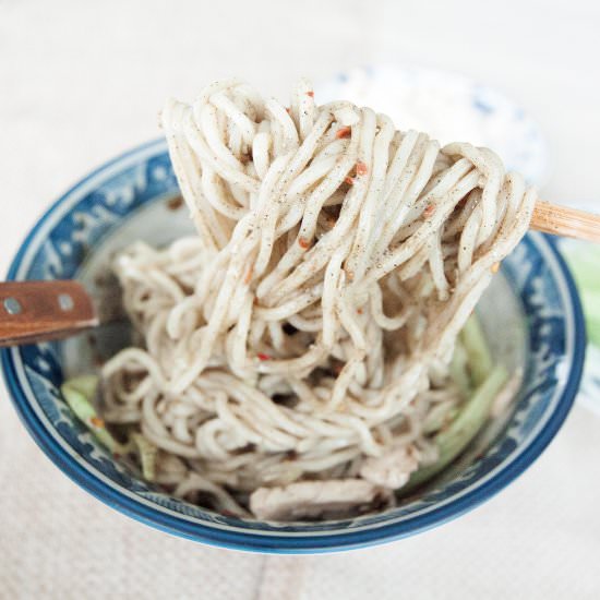 Cold Noodles and Black Sesame Sauce