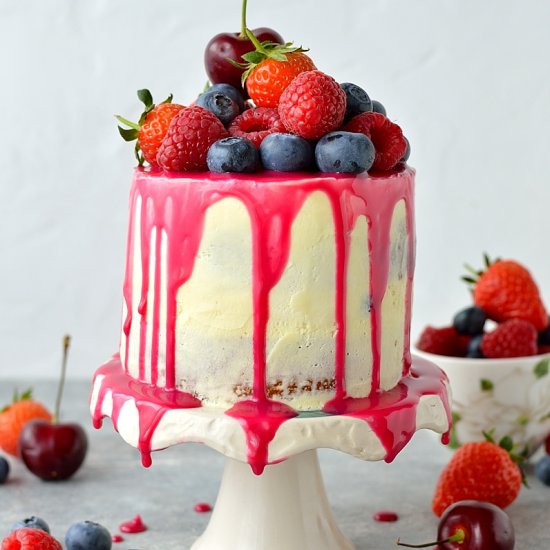 Mini Vanilla Berry Drip Cake