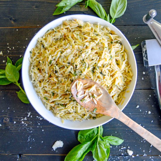 Simple Basil Parmesan Orzo