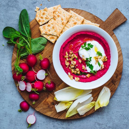 Beetroot Hummus with Walnuts