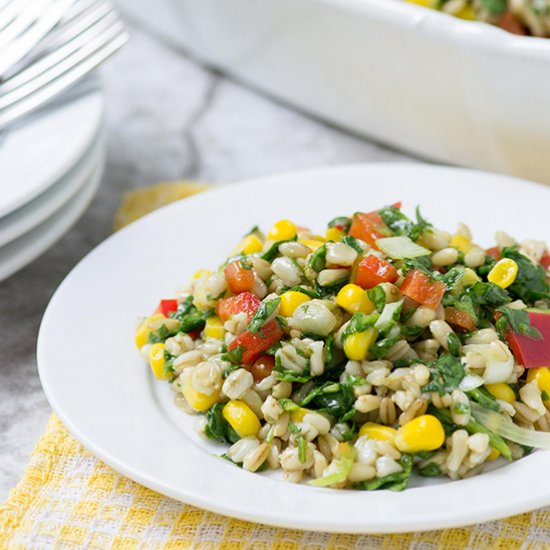 Oat Berry Spinach Salad