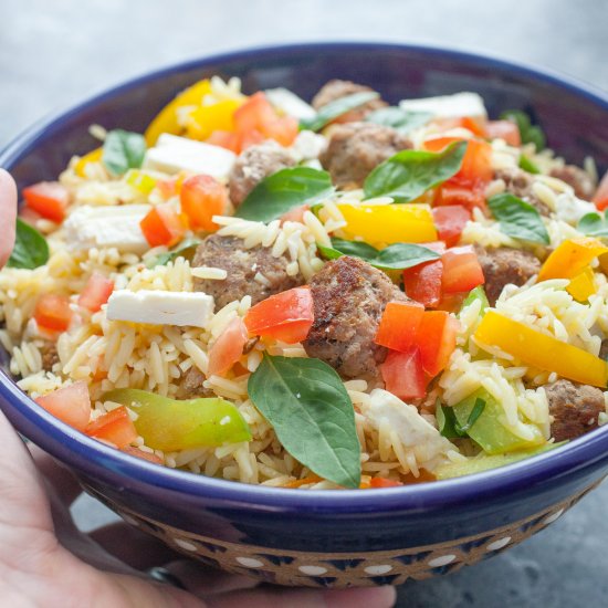 Turkey Meatball Orzo Salad