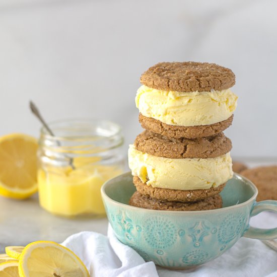 Lemon Curd Ginger Ice Cream Sammies